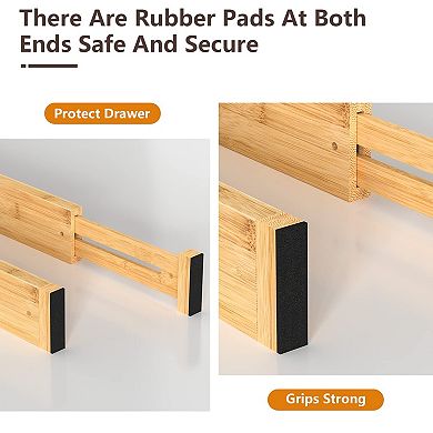 Bamboo Drawer Dividers Expandable Kitchen Dresser Organizer