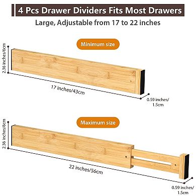 Bamboo Drawer Dividers Expandable Kitchen Dresser Organizer