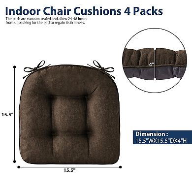 Tufted Dining Chair Cushions with Ties Non Slip Foam Pads
