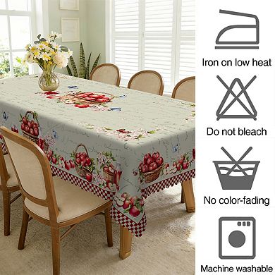 Spring Tablecloth, Vintage Birds Flower Washable Table Cover