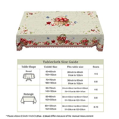 Spring Tablecloth, Vintage Birds Flower Washable Table Cover