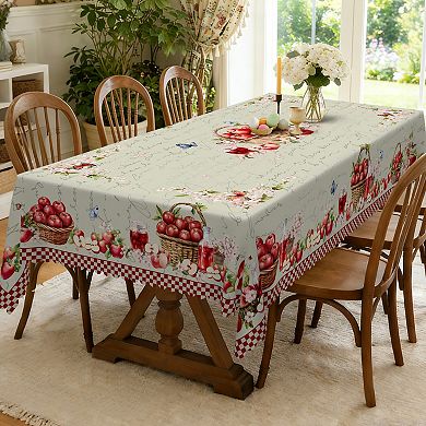 Spring Tablecloth, Vintage Birds Flower Washable Table Cover