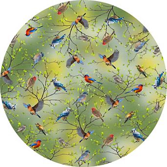 Spring Tablecloth, Vintage Birds Flower Washable Table Cover