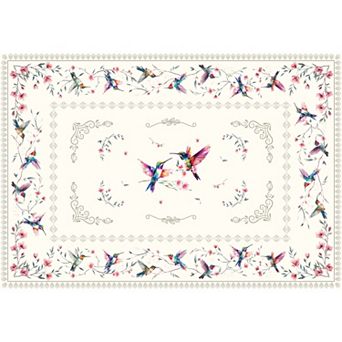 Spring Tablecloth, Vintage Birds Flower Washable Table Cover