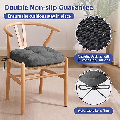 Tufted Dining Chair Cushions with Ties Non Slip Kitchen Pads