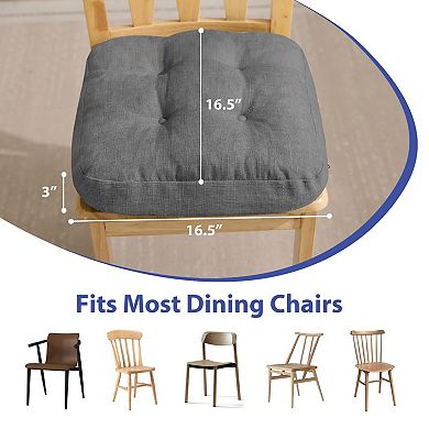 Tufted Dining Chair Cushions with Ties Non Slip Kitchen Pads