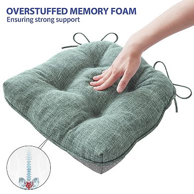 Tufted Memory Foam Dining Chair Cushions with Ties Non Slip