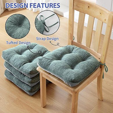 Tufted Memory Foam Dining Chair Cushions with Ties Non Slip