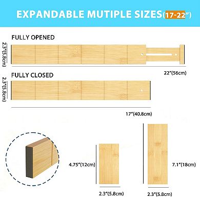 Bamboo Drawer Dividers Expandable Adjustable Organizer Inserts