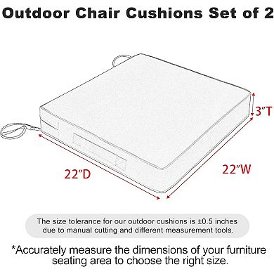 Waterproof Patio Cushion 3-Year Fade Handle Straps 2-Pack