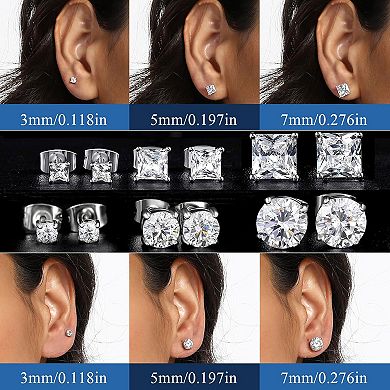 Cubic Zirconia Stud Earring Set