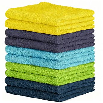 10 Pack Soft 12x12 Washcloths, Ultra Absorbent, Machine Washable, Multi-Purpose