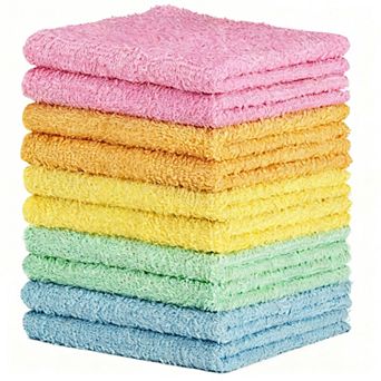 10 Pack Soft 12x12 Washcloths, Ultra Absorbent, Machine Washable, Multi-Purpose