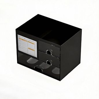 Large Capacity Desk Organizer with 3 Drawers and Compartments for Office Supplies