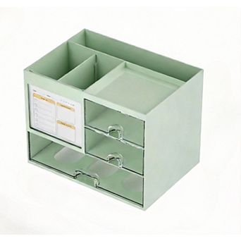 Large Capacity Desk Organizer with 3 Drawers and Compartments for Office Supplies