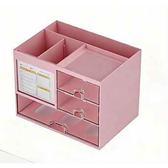 Large Capacity Desk Organizer with 3 Drawers and Compartments for Office Supplies