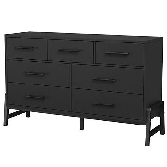 7 Drawer Wooden Dresser, 52 Inch Wide Freestanding, Wooden Storage Chest for Bedroom