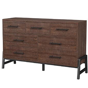 7 Drawer Wooden Dresser, 52 Inch Wide Freestanding, Wooden Storage Chest for Bedroom