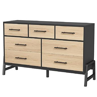 7 Drawer Wooden Dresser, 52 Inch Wide Freestanding, Wooden Storage Chest for Bedroom