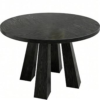 Round Dining Table, Sturdy 4-Leg Base, Easy Assembly Kitchen & Living Room Circular Table