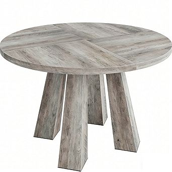 Round Dining Table, Sturdy 4-Leg Base, Easy Assembly Kitchen & Living Room Circular Table