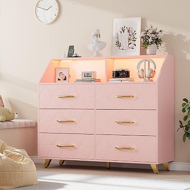 6-Drawer Dresser, MDF Wood Chest