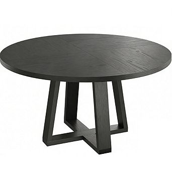 Round Dining Table for 4-6, Circle Dining Room Table with Sturdy Cross Base