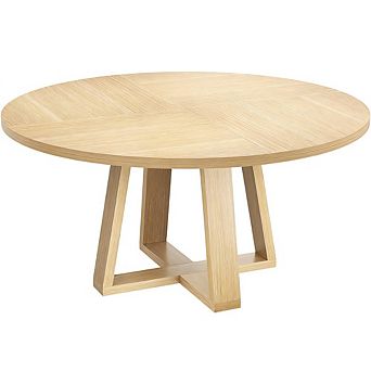 Round Dining Table for 4-6, Circle Dining Room Table with Sturdy Cross Base