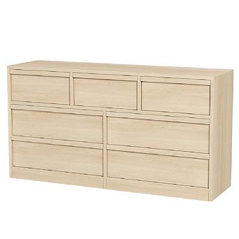 Wide Antique 7-Drawer Dresser, Large Storage Wooden Chest of Drawers Organizer for Bedroom