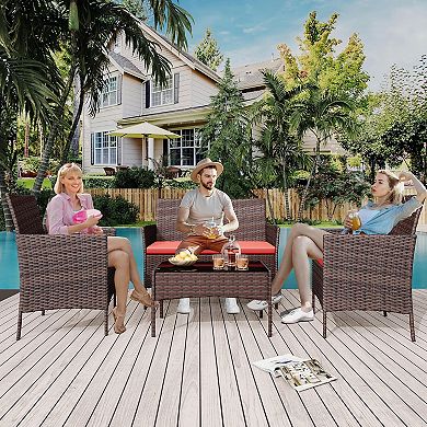 4-Piece All-Weather Patio Set, Rattan Chairs