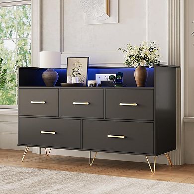 LED Dresser with Charging Station