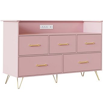 LED Dresser with Charging Station