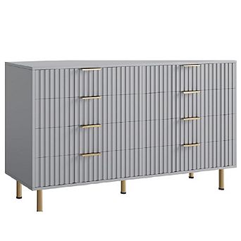Fluted 8-Drawer Dresser for Bedroom with Large Drawers and Sturdy Gold Legs