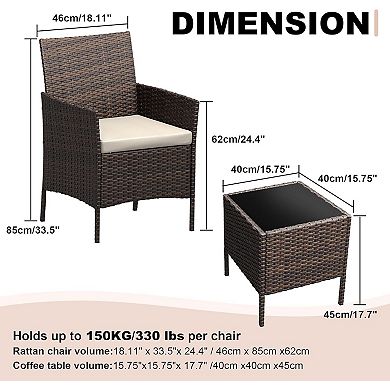 3-Piece All-Weather Patio Set, PE Wicker Sectional