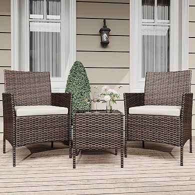 3-Piece All-Weather Patio Set, PE Wicker Sectional