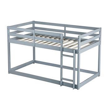 Whisen Rubber Wooden Twin over Twin Bunk Bed with Ladder