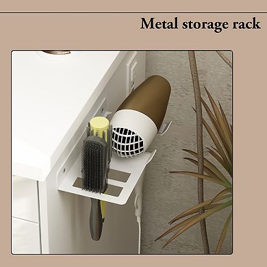 White Makeup Vanity Desk with LED Mirror, Sliding Mirror, Storage Shelves & Stool