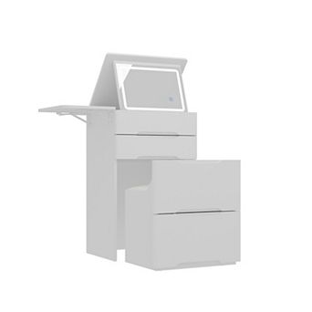 3-in-1 LED Vanity Table with Flip-Top Mirror, Dimmable Lights, Storage Drawers & Stool