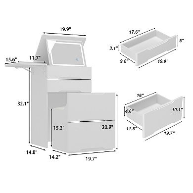 3-in-1 LED Vanity Table with Flip-Top Mirror, Dimmable Lights, Storage Drawers & Stool