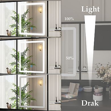 Black Vanity Desk with LED Lighted Mirror and Storage Drawers, 3-Color Touch Lighting