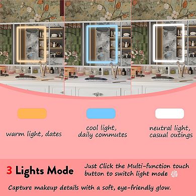 White Makeup Vanity Desk with LED Mirror, 3 Light Modes, 10 Drawers & Storage Cabinet