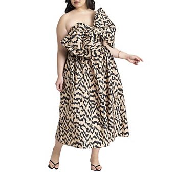 ELOQUII Women's Plus Size Bow Bodice Flare Dress