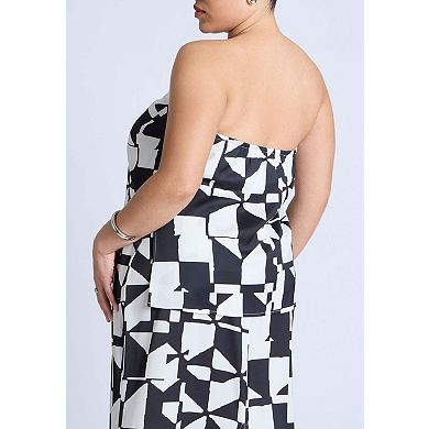 ELOQUII Women's Plus Size Column Satin Tube Top