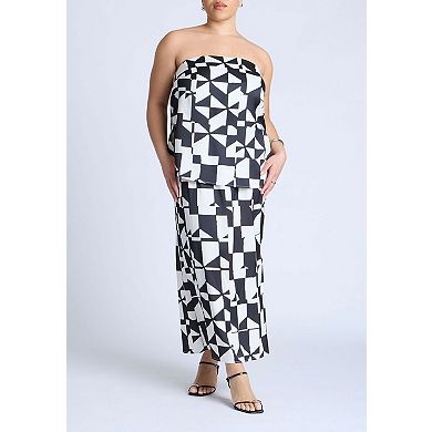 ELOQUII Women's Plus Size Column Satin Tube Top