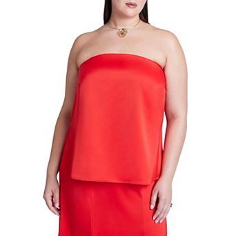 ELOQUII Women's Plus Size Column Satin Tube Top