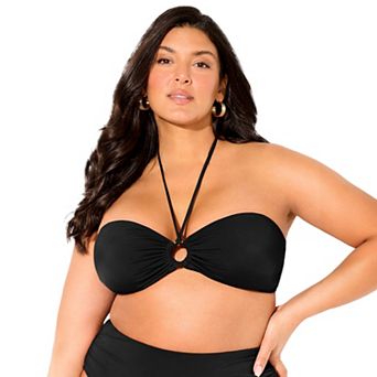 Swimsuits for All Women's Ruched Ring Bandeau Bikini Top