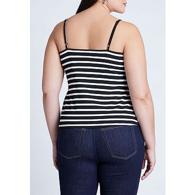 ELOQUII Women's Plus Size Striped Sweetheart Tank