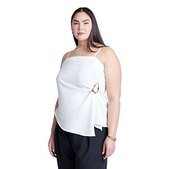 ELOQUII Women's Plus Size Asym Top With Hardware Detail