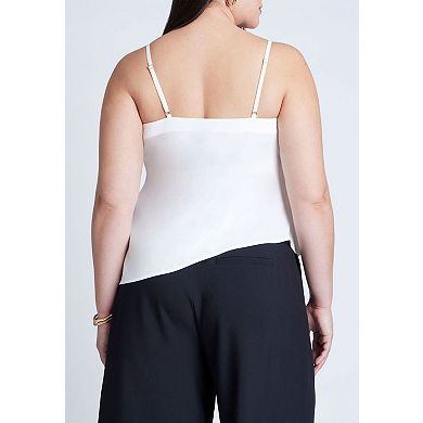 ELOQUII Women's Plus Size Asym Top With Hardware Detail