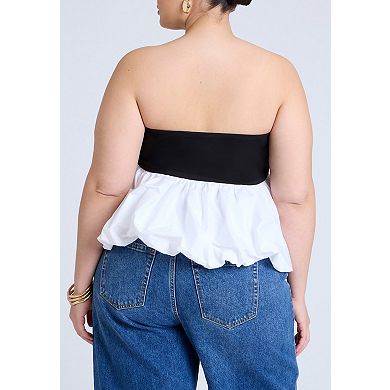 ELOQUII Women's Plus Size Peplum Tube Top